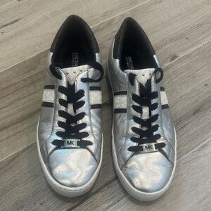 Michael Kors Metallic Silver and Black Sneakers
